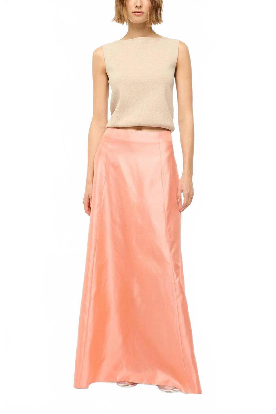 NEW STAUD vincenzo silk maxi skirt in carnation